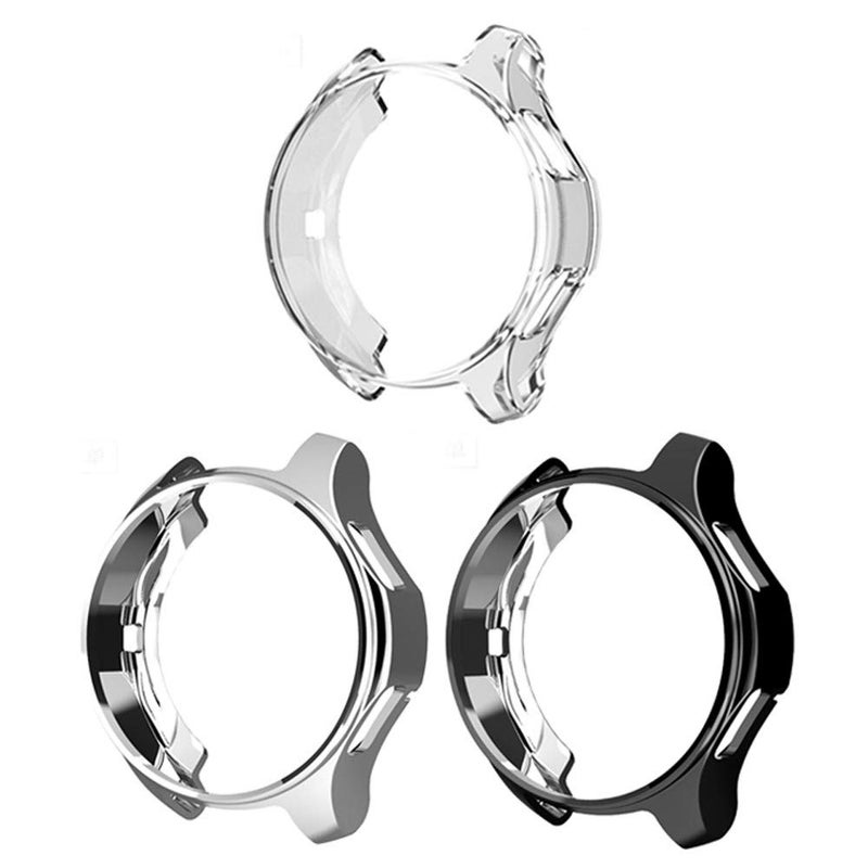 Suoman 3-Pack for Samsung Galaxy Watch 46mm Case, Soft Plated TPU Protective Bumper Cover Case for Galaxy Watch 46mm (2018), (Not Fit for 46mm 2021), Black+Silver+Clear - Image 2